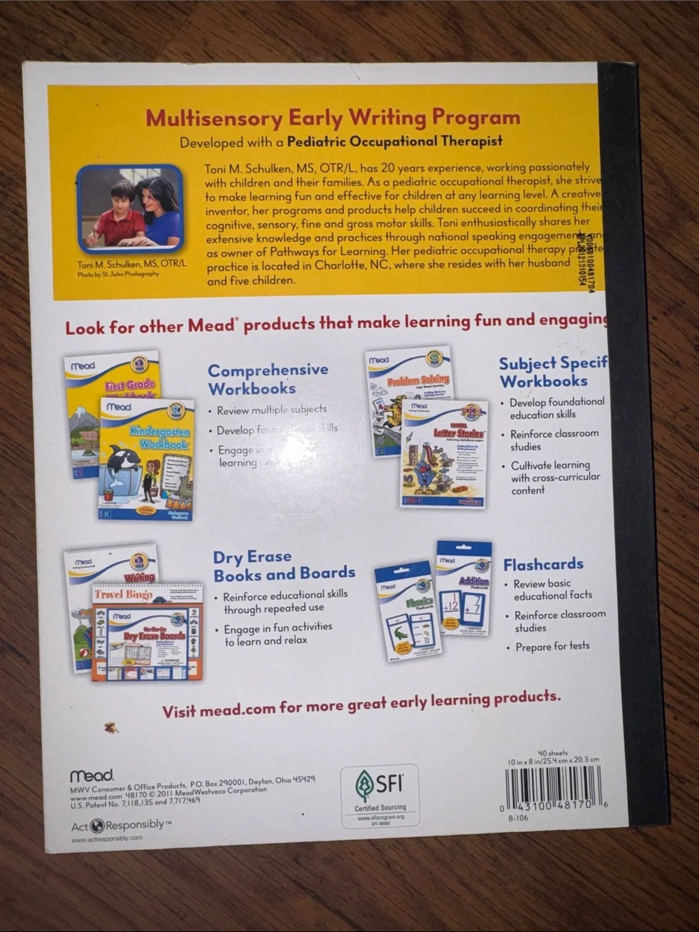 Mead PK-1 Learn to Letter Workbook with Raised Ruling C1.RBk.M